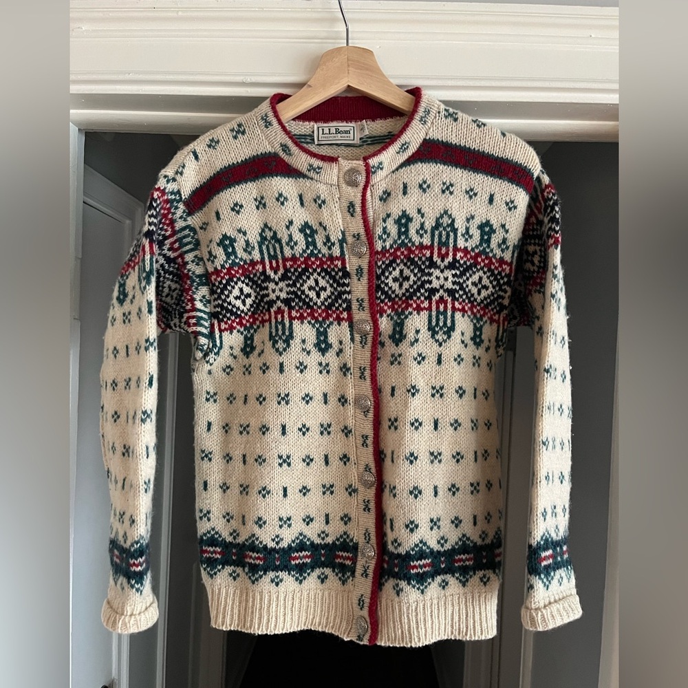 Vintage LL Bean Winter Fair Isle Cardigan